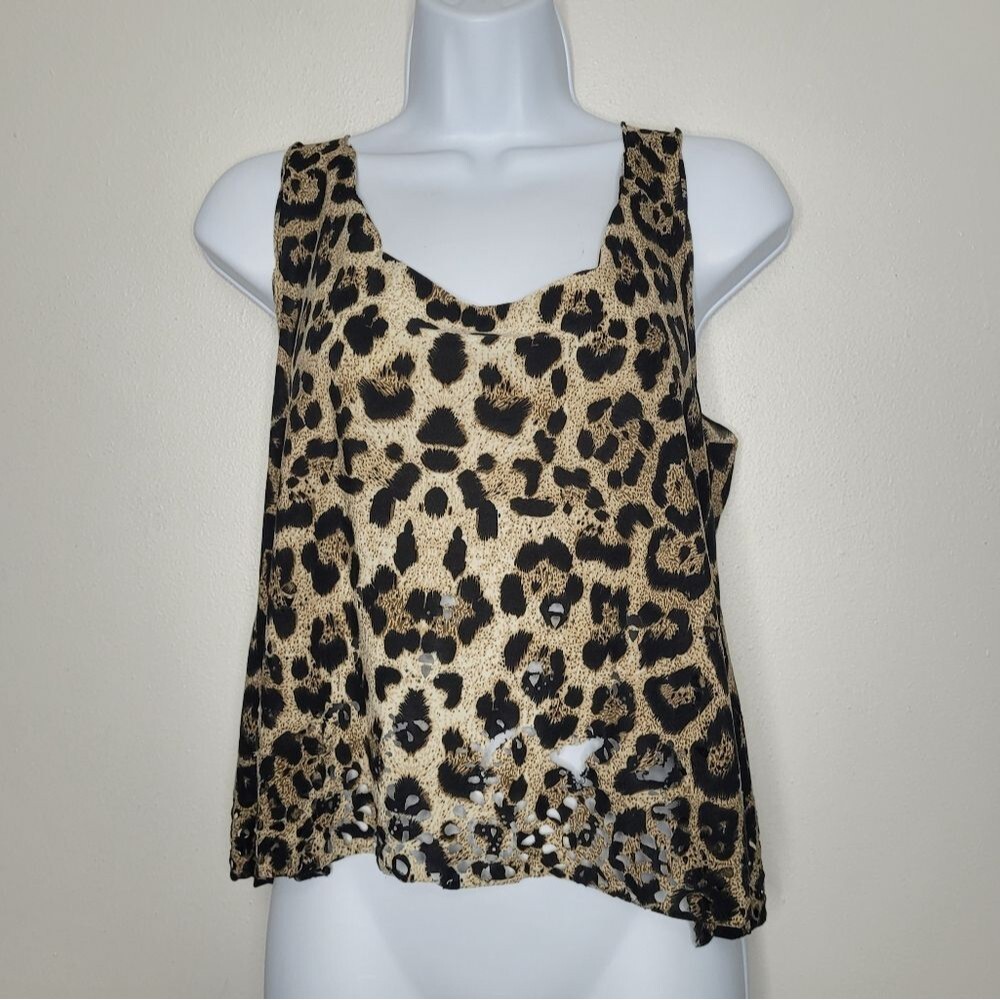 Vintage y2k Wet Seal animal print grunge cut outs kesha party rave top size L